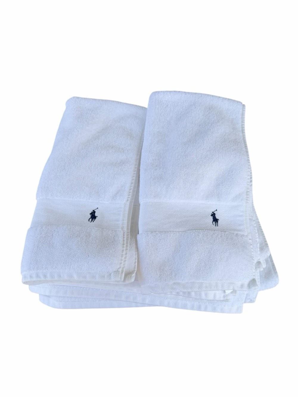 Polo Ralph Lauren 4-Piece Pony Bath Towel Set Bright White 100% Cotton Soft GUC - Picture 5 of 16